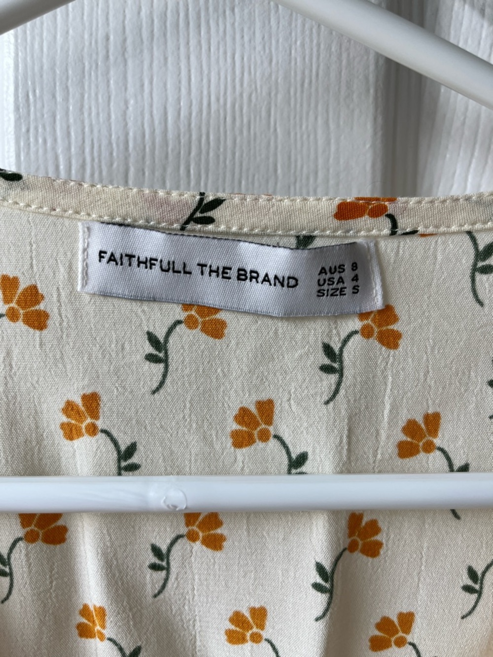 Faithfull the Brand Cream Floral Tie-Front Crop Blouse - Picture 2 of 5